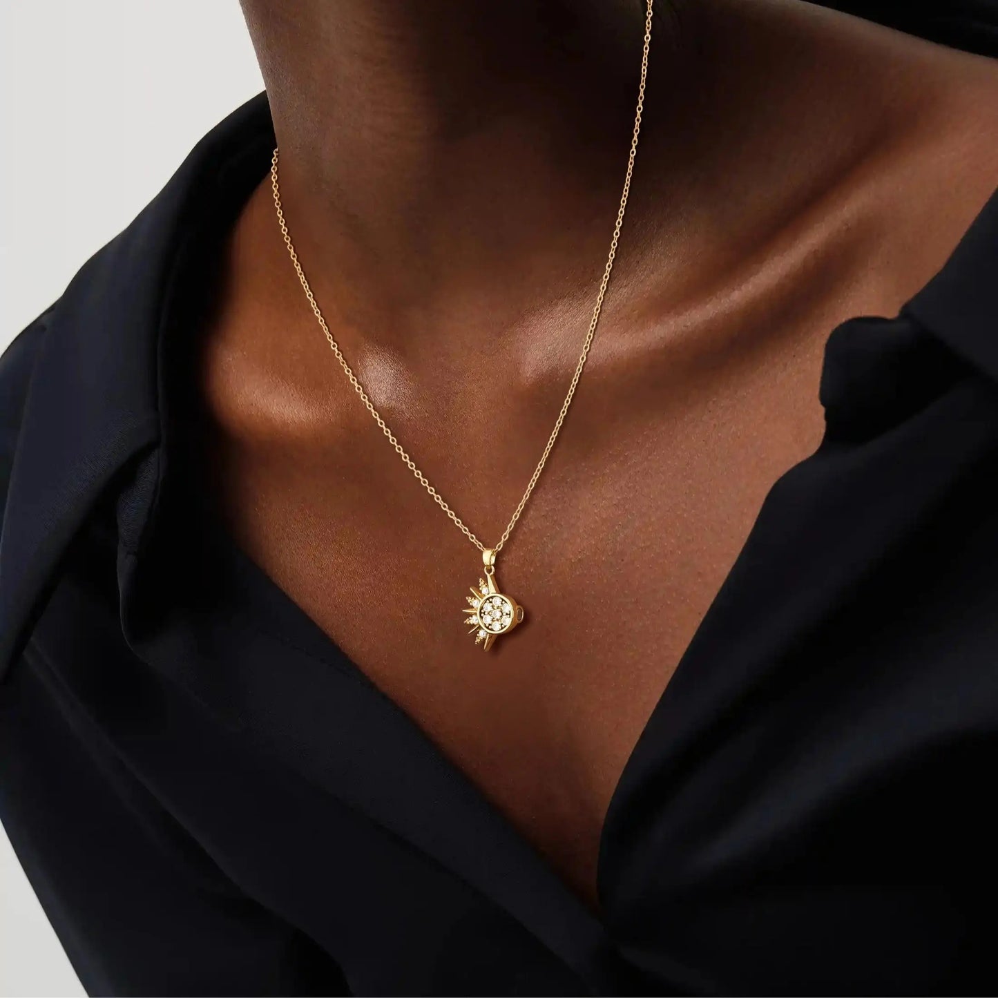 Tewiky Sun and Moon Magnetic Pendant Necklace for Women, Nickel-Free Copper, Lightweight & Comfortable, Elegant Jewelry Gift for Party, Love & Back to School Summerwins
