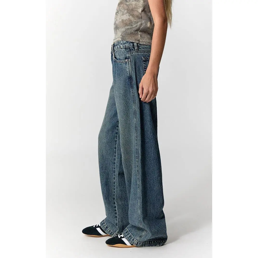 Pacsun Women'S Casey Low Rise Baggy Jeans Dark Indigo Tint