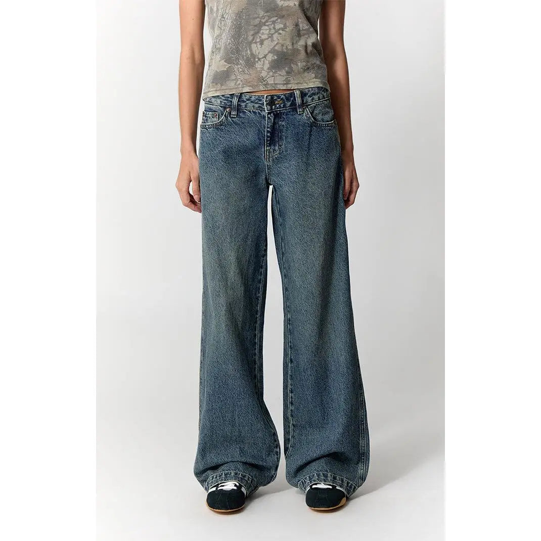 Pacsun Women'S Casey Low Rise Baggy Jeans Dark Indigo Tint