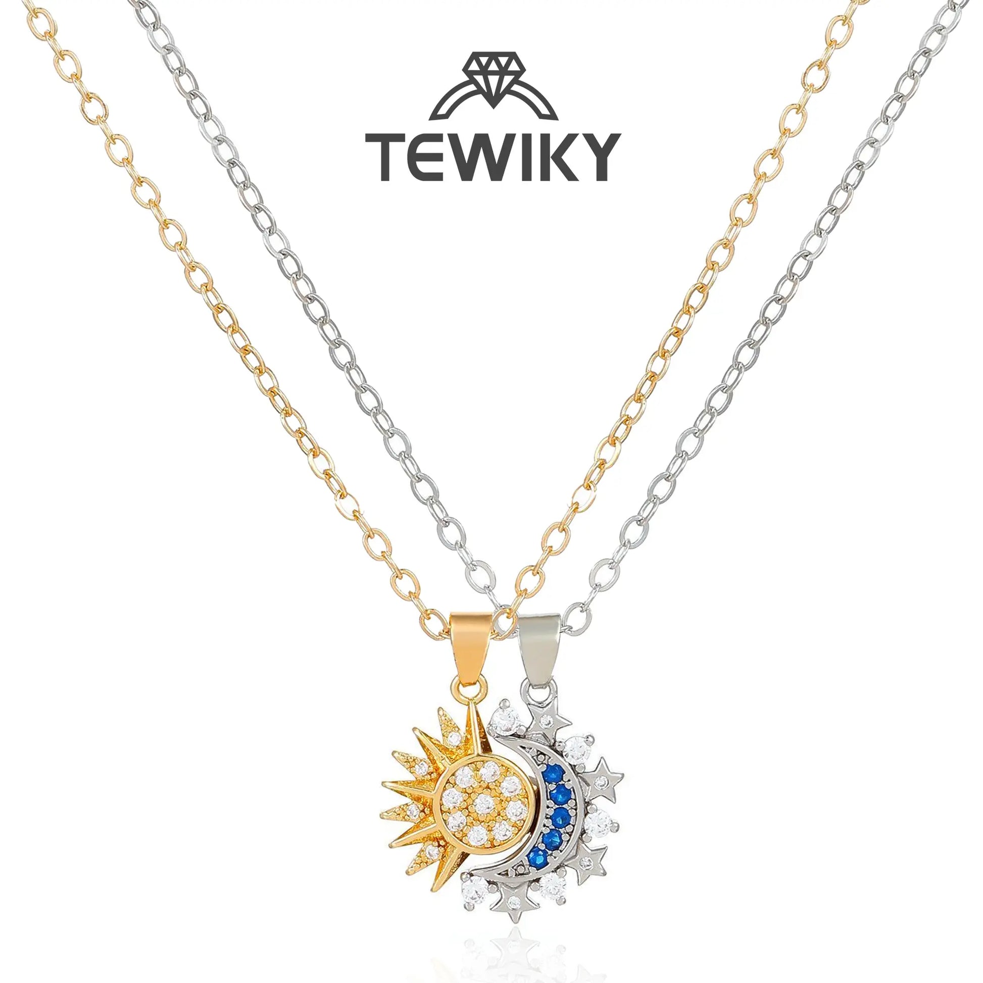 Tewiky Sun and Moon Magnetic Pendant Necklace for Women, Nickel-Free Copper, Lightweight & Comfortable, Elegant Jewelry Gift for Party, Love & Back to School Summerwins